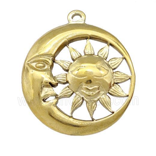 Stainless Steel Sun Moon Charms Pendant Gold Plated