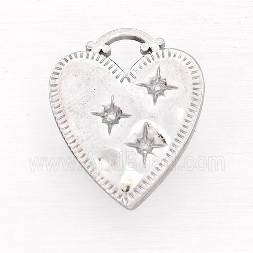 Raw Stainless Steel Heart Pendant Star