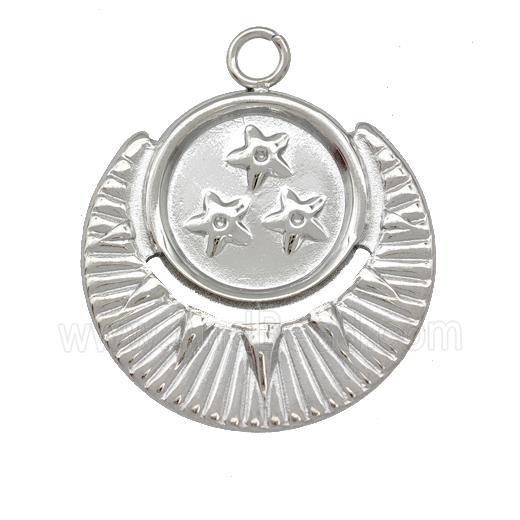 Raw Stainless Steel Moon Star Pendant