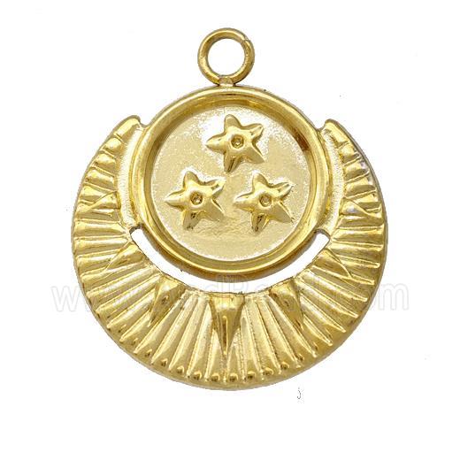 Stainless Steel Moon Star Pendant Gold Plated