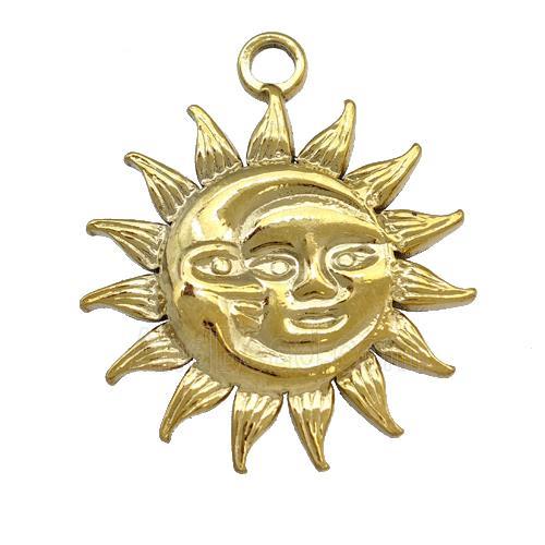 Stainless Steel Sun Moon Pendant Gold Plated