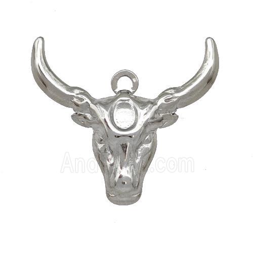 Raw Stainless Steel Bull Head Pendant Cow