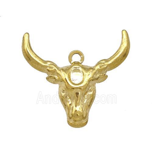 Stainless Steel Bull Head Pendant Cow Gold Plated