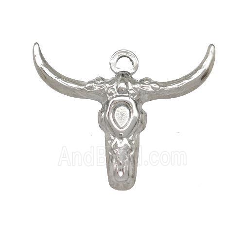 Raw Stainless Steel Bull Head Pendant Cow