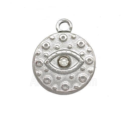 Raw Stainless Steel Eye Pendant Pave Rhinestone Circle