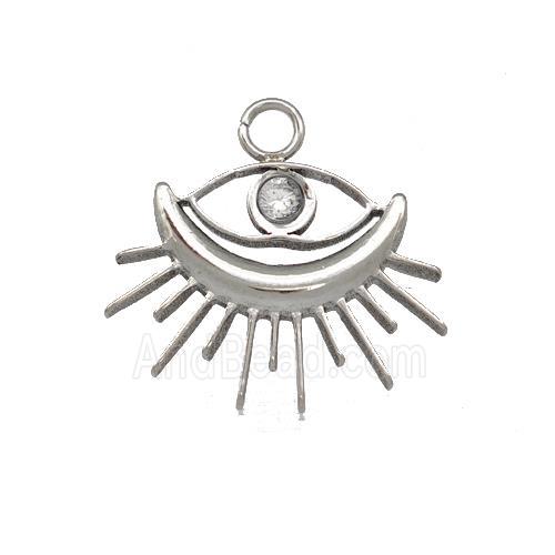 Raw Stainless Steel Eye Pendant Pave Rhinestone