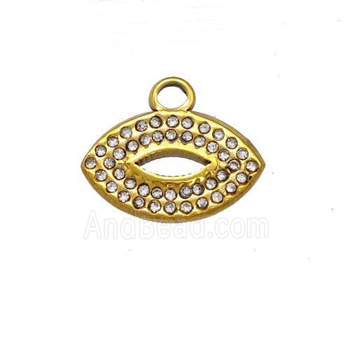 Stainless Steel Lips Pendant Pave Rhinestone Gold Plated