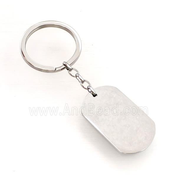 Raw Stainless Steel Key Chain Rectangle Pendant