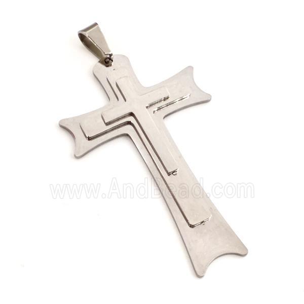 Raw Stainless Steel Cross Pendant