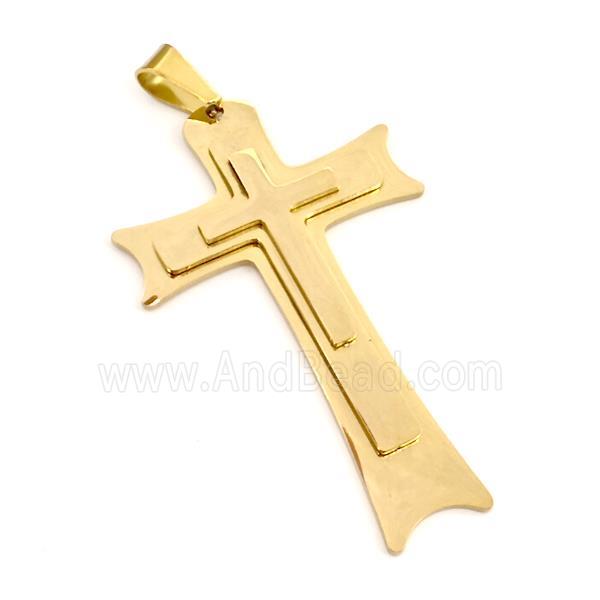 Stainless Steel Cross Pendant Gold Plated