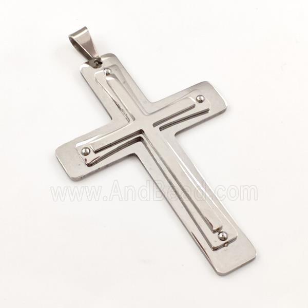 Raw Stainless Steel Cross Pendant