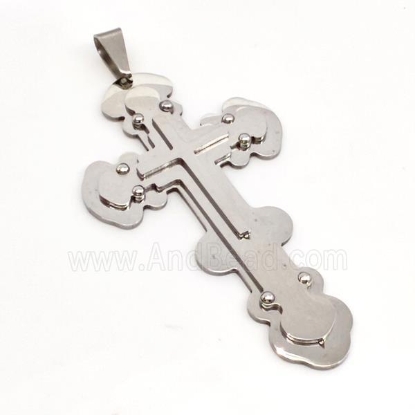 Raw Stainless Steel Cross Pendant