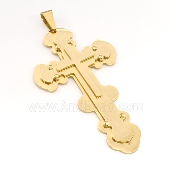 Stainless Steel Cross Pendant Gold Plated