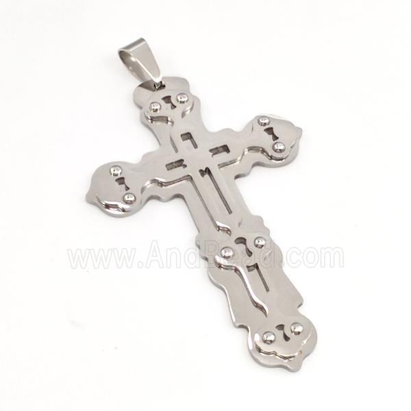 Raw Stainless Steel Cross Pendant