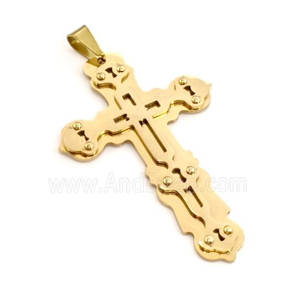 Stainless Steel Cross Pendant Gold Plated