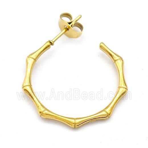 Stainless Steel Studs Earrings Bamboo Gold Plated