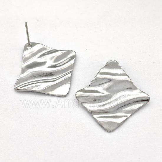 Raw Stainless Steel Stud Earring Square