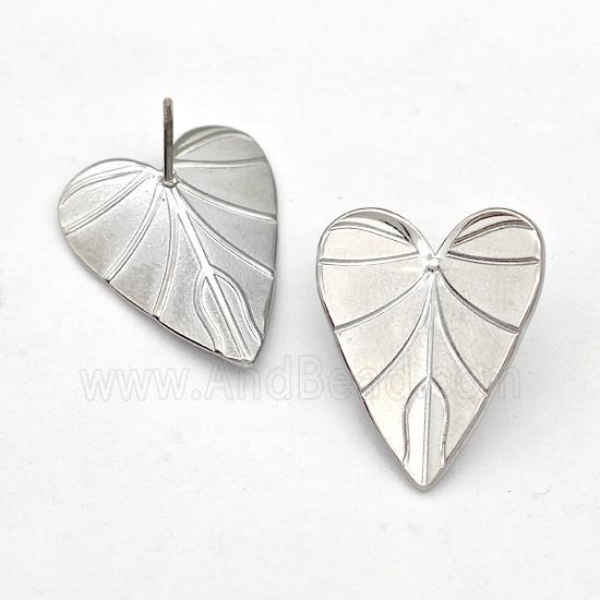 Raw Stainless Steel Stud Earring Heart