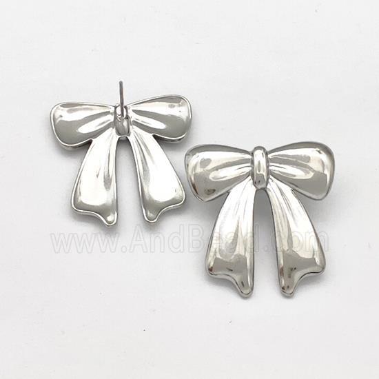 Raw Stainless Steel Bow Stud Earring