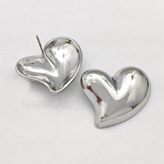 Raw Stainless Steel Stud Earring Heart