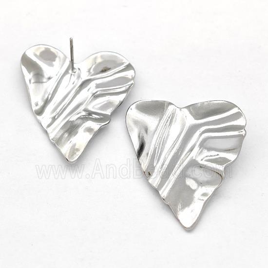 Raw Stainless Steel Heart Stud Earring