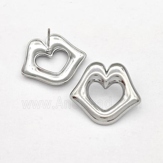 Raw Stainless Steel Stud Earring Lips
