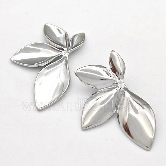 Raw Stainless Steel Stud Earring Leaf