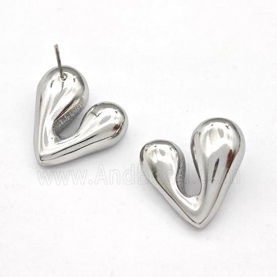 Raw Stainless Steel Heart Stud Earring