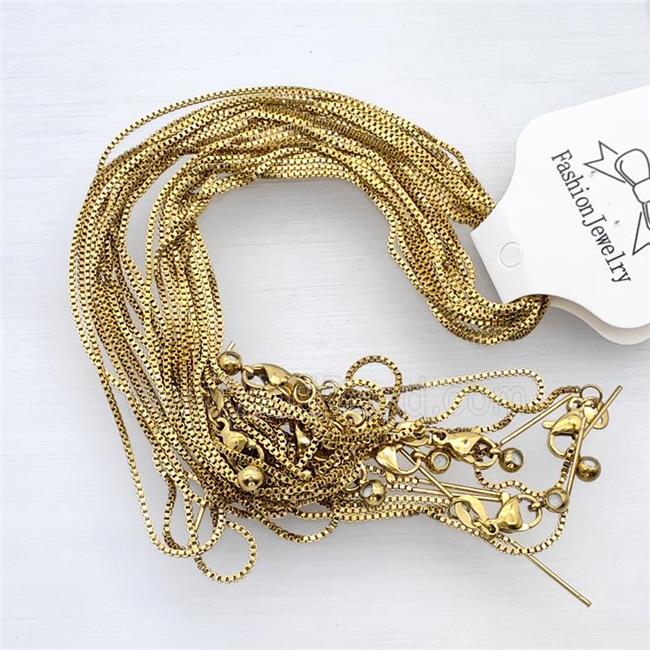 Stainless Steel Necklace Chain Box Gold Plated