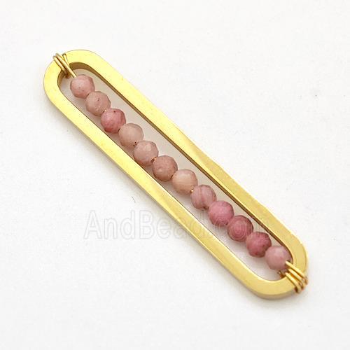 Stainless Steel Pendant With Pink Wooden Jasper Wire Wrapped