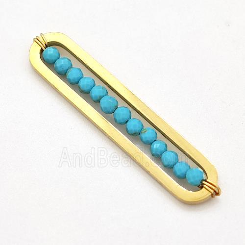 Stainless Steel Pendant With Blue Synthetic Turquoise Wire Wrapped