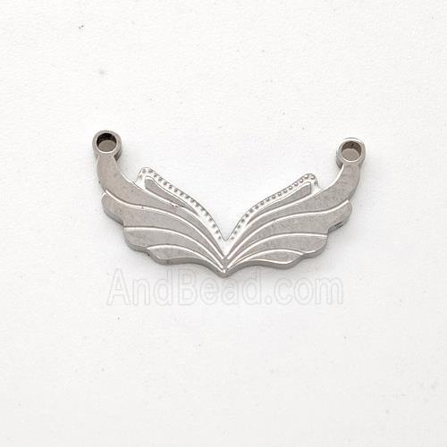 Raw Stainless Steel Angel Wings Pendant 2loops
