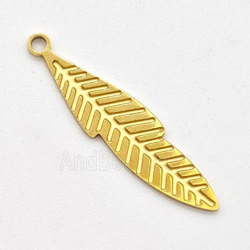 Stainless Steel Leaf Pendant Gold Plated