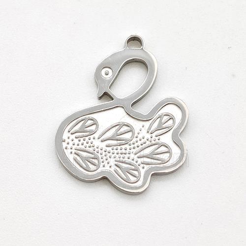Raw Stainless Steel Swan Pendant