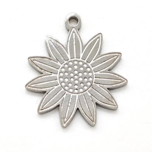 Raw Stainless Steel Sunflower Pendant