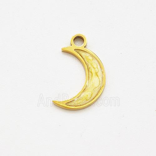 Stainless Steel Moon Pendant Yellow Painted Gold Plated
