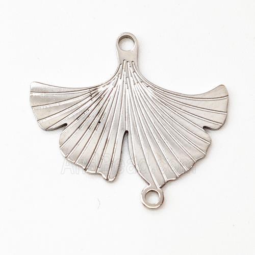 Raw Stainless Steel Ginkgo Leaf Connector