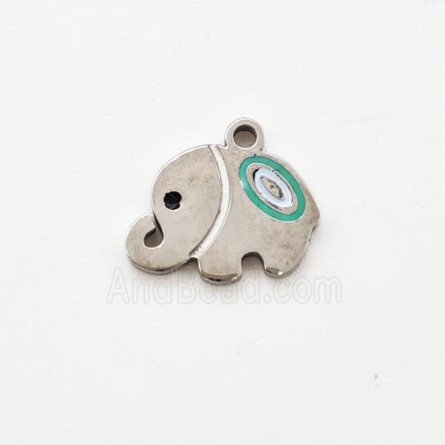 Raw Stainless Steel Elephant Pendant Enamel