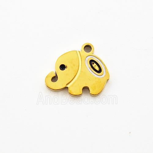 Stainless Steel Elephant Pendant Enamel Gold Plated