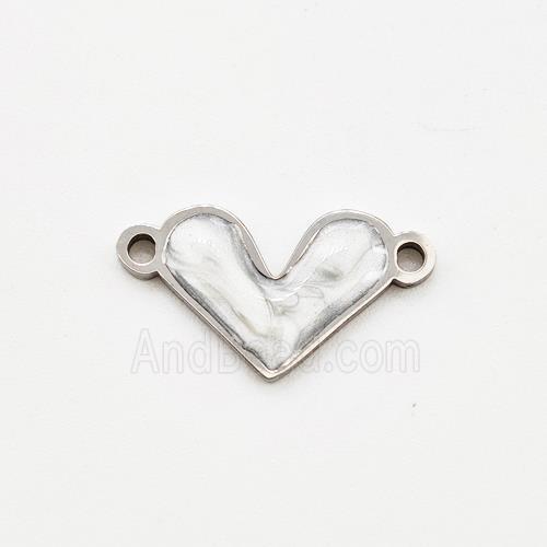 Raw Stainless Steel Heart Connector White Painted