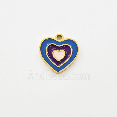 Stainless Steel Heart Pendant Enamel Gold Plated