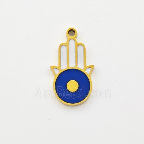 Stainless Steel Hand Pendant Enamel Gold Plated