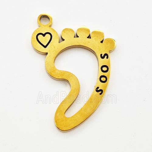 Stainless Steel Babyfeet Pendant Heart Gold Plated