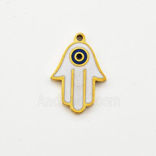 Stainless Steel Hand Pendant Enamel Evil Eye Gold Plated