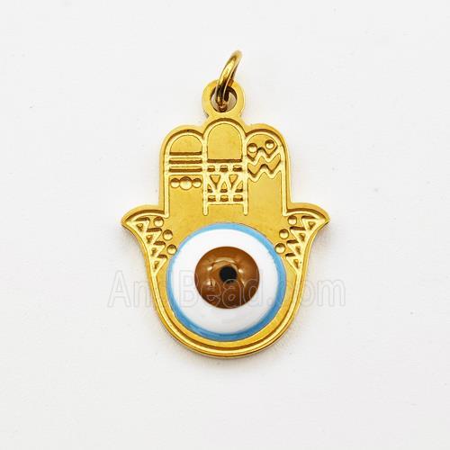 Stainless Steel Hand Pendant Evil Eye Gold Plated