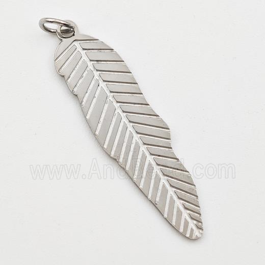 Raw Stainless Steel Leaf Pendant