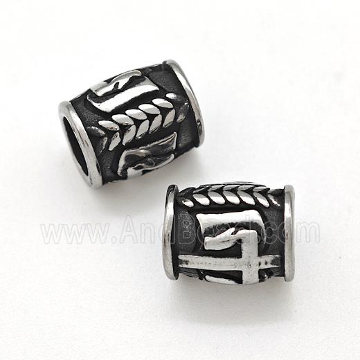 Stainless Steel Tube Beads Large Hole Antique Silver