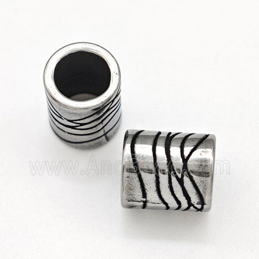 Stainless Steel Tube Beads Large Hole Antique Silver