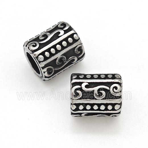 Stainless Steel Tube Beads Large Hole Antique Silver