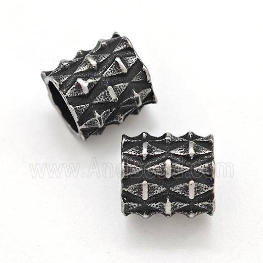 Stainless Steel Tube Beads Large Hole Antique Silver